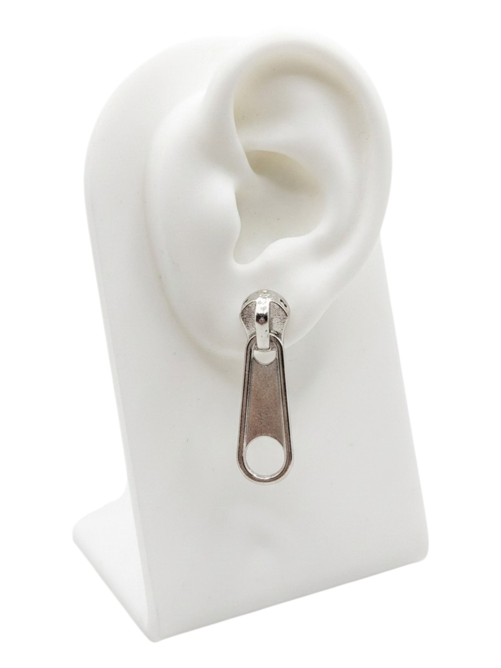 Silver Zipper Pull Dangle Earrings